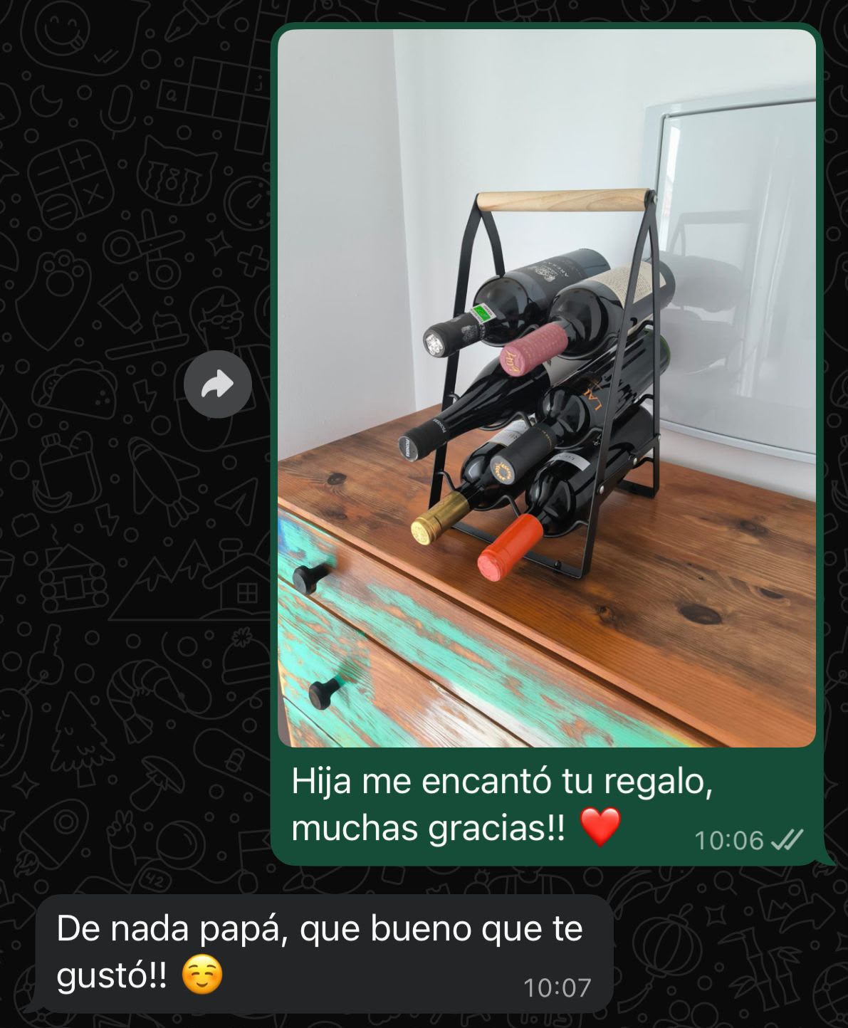 Cliente VINIQ: 'Hija me encantó tu regalo, muchas gracias!!'